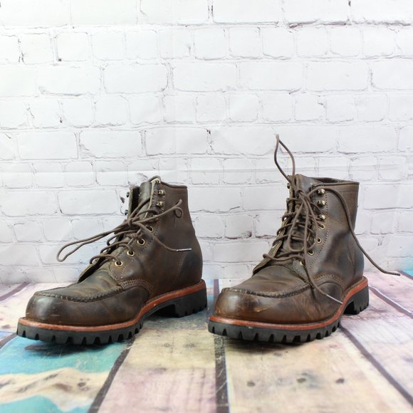 LL BEAN Chippewa Work Boots Vibram Sole Size 9.5 D - Picture 2 of 10